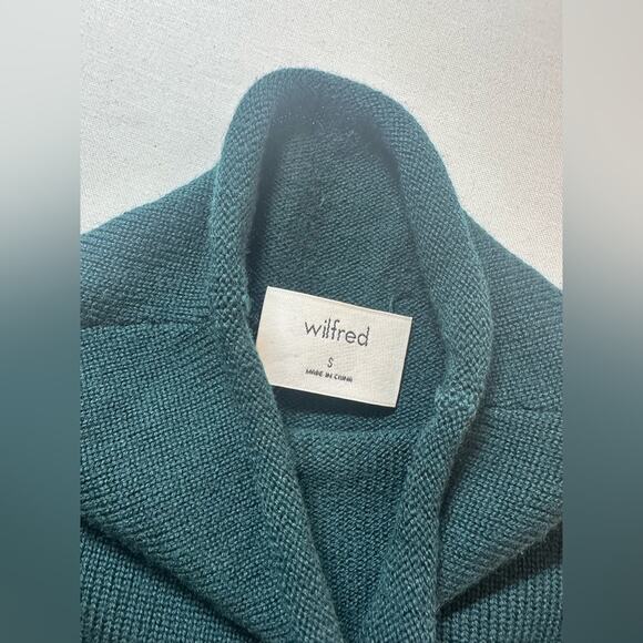 Wilfred Cyprie Size Small merino wool rolled mock-neck sweater EUC Emerald - Picture 3 of 6